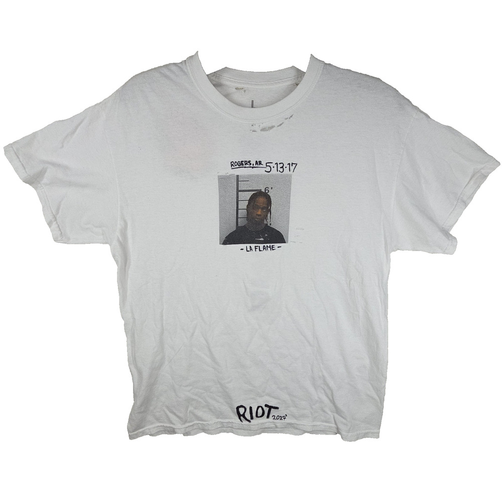 Travis Scott Free the Rage Mugshot Tee (TSCJ-ST011) Mens Sz Large Rapper Hip Hop